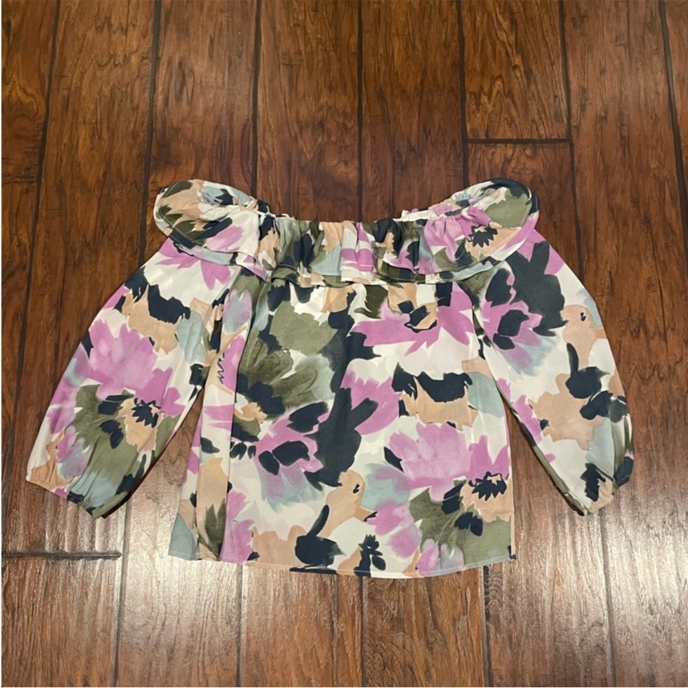 JCrew Mercantile XS Off the Shoulder Floral Blouse